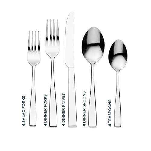 Godinger Silverware Set, Flatware Sets, Mirrored Stainless Steel Cutlery Set, Spoons Forks Knives, 20 Piece Set, Service for 4