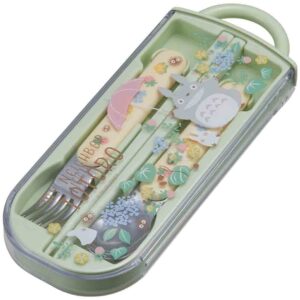My Neighbor Totoro Utensil Set - Includes Reusable Fork, Spoon, Chopsticks and Carrying Case - Authentic Japanese Design - Durable, Dishwasher Safe- Flower Field