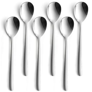 ayfdishs korean spoon,6 pieces soup spoons stainless steel,korean spoons with long handles,8 inch asian soup spoon dinner spoon table spoon flatware set