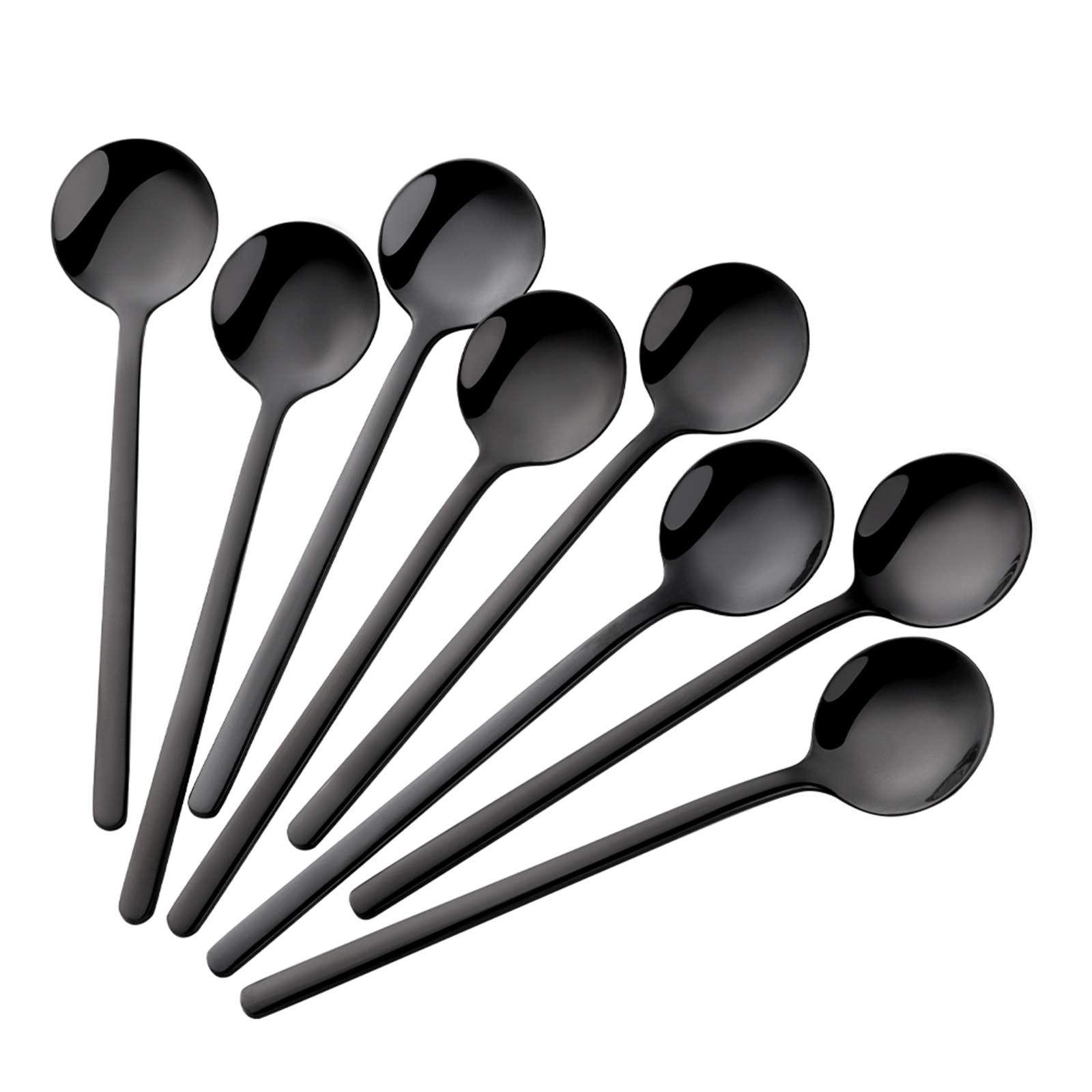 Poylim Stainless Steel 18/10 Black Coffee Spoons, 8 Pieces