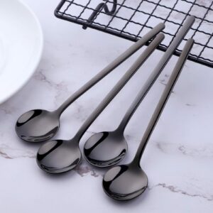 Poylim Stainless Steel 18/10 Black Coffee Spoons, 8 Pieces