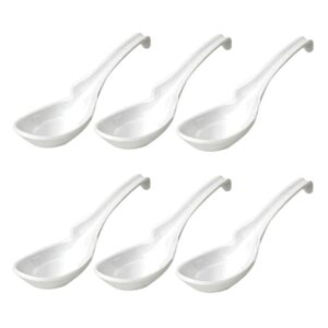 japanbargain 2777x6, chinese soup spoons asian korean japanese wonton soba rice pho ramen noodle spoon notch and hook ladle style spoon set of 6, white