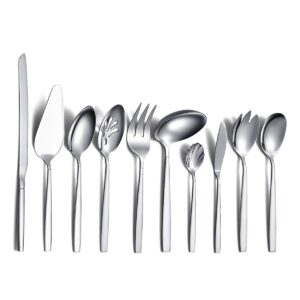 silverware serving set 10 pieces, berglander stainless steel flatware serving set, serving spoon, silver serving utensil, anti rust(10 pieces)