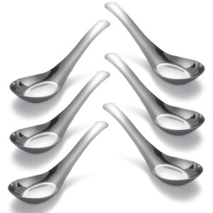 soup spoons stainless steel dinner spoons set of 6 chinese soup spoon mirror polished asian soup spoons for bouillon dessert cereal thai miso ramen