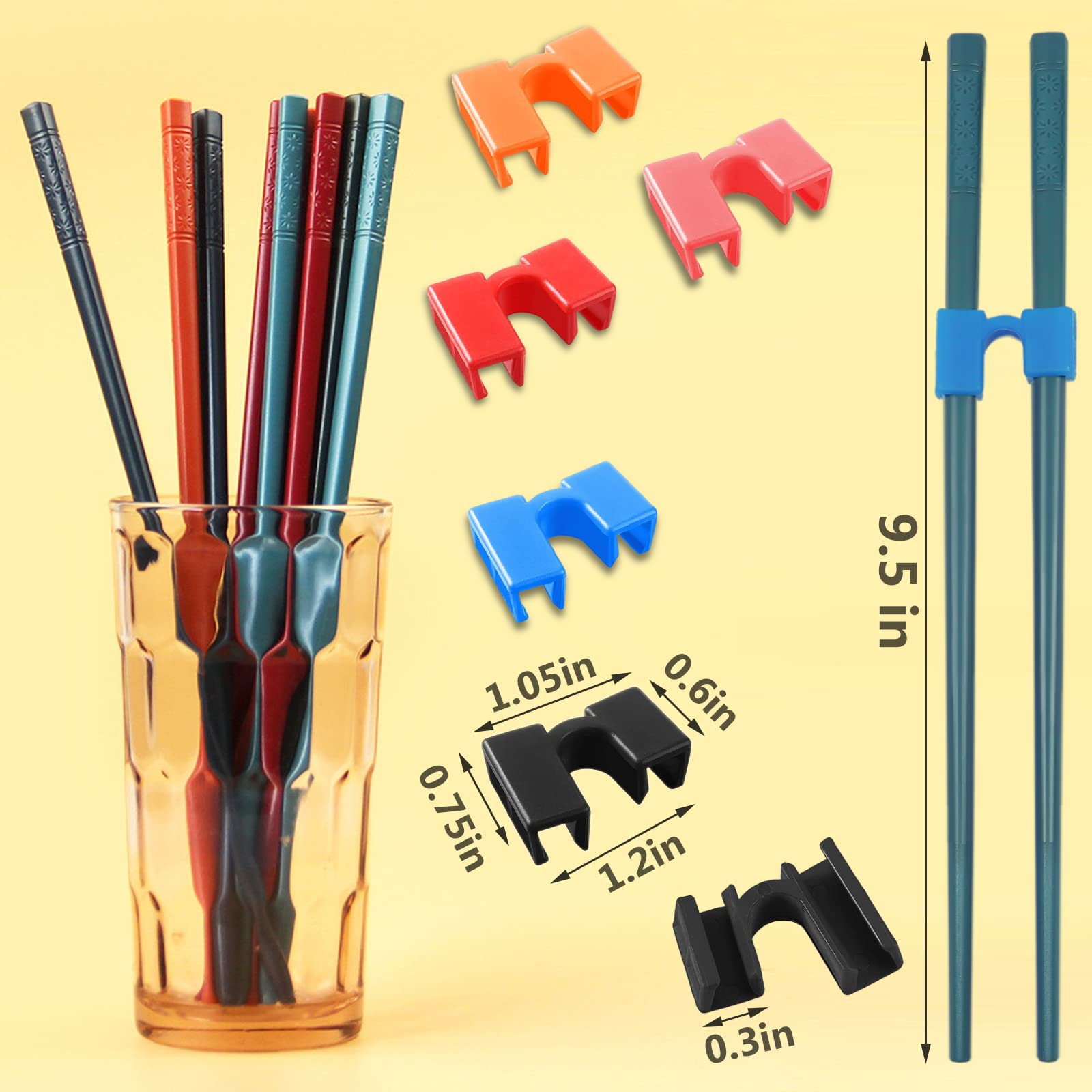 Fejapa 5 Pairs Reusable Chopstick Helpers Dishwasher Safe Training Chop sticks Adult Practice Chopsticks Beginners Right Left Handed Chinese Sticks Learning Chopsticks Holder with Clip Trainer