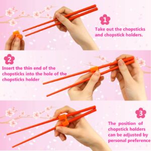 Fejapa 5 Pairs Reusable Chopstick Helpers Dishwasher Safe Training Chop sticks Adult Practice Chopsticks Beginners Right Left Handed Chinese Sticks Learning Chopsticks Holder with Clip Trainer