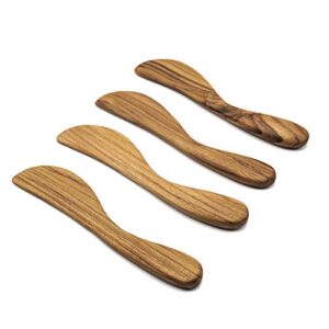 faay 7.5" butter spreaders, eco-friendly condiment and sandwich knife from 100% moist-resistant teak wood, super handy peanut jelly spreader set of 4