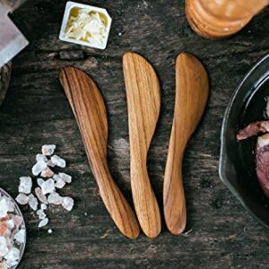 FAAY 7.5" Butter Spreaders, Eco-Friendly Condiment and Sandwich Knife from 100% Moist-Resistant Teak Wood, Super Handy Peanut Jelly Spreader Set of 4