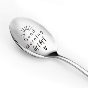 best grandma gifts gigi - good morning gigi spoon funny spoon engraved stainless steel - tea coffee spoon - gigi gift from granddaughter grandson - gigi mother's day/birthday/christmas gifts