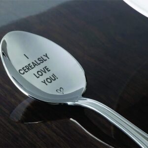 I Cerealsly Love You- Engraved Cereal Spoon | Wedding Present | Unique Cooking Gift | Token Of Love On Special Occasions | Valentine's Day | Birthday Gift | Couple Friendly | Spouse Gifts - 7 inch