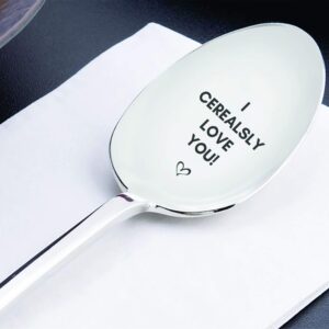 I Cerealsly Love You- Engraved Cereal Spoon | Wedding Present | Unique Cooking Gift | Token Of Love On Special Occasions | Valentine's Day | Birthday Gift | Couple Friendly | Spouse Gifts - 7 inch