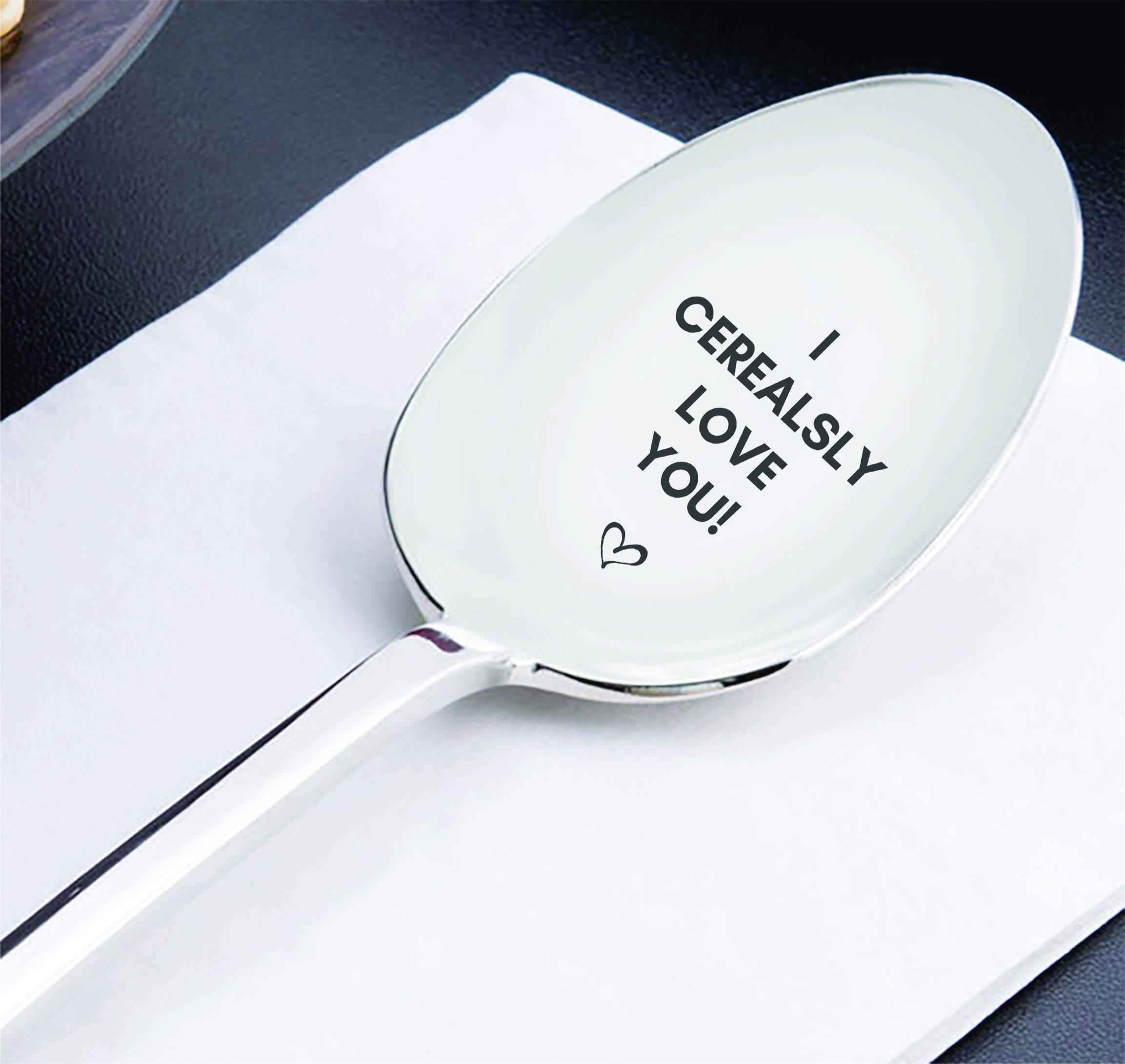 I Cerealsly Love You- Engraved Cereal Spoon | Wedding Present | Unique Cooking Gift | Token Of Love On Special Occasions | Valentine's Day | Birthday Gift | Couple Friendly | Spouse Gifts - 7 inch