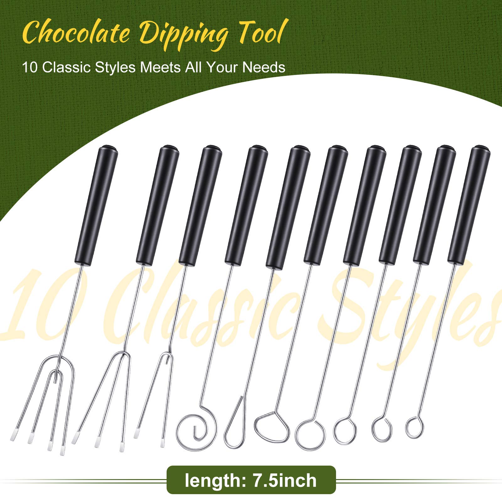 Patelai 12 Pcs Candy Dipping Tools Set Included 10 Pcs Chocolate Dipping Fork Spoons and 2 Pcs Stainless Steel Culinary Decorating Spoons Chef Art Pencil for Decorative Plates