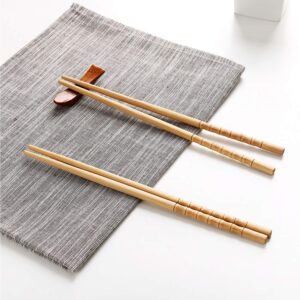 Marble Mortar and Pestle Set 10-Pairs Reusable Bamboo Chopsticks Set, Travel Chopsticks with Case Reusable Chinese Korean Japanese Bamboo Portable Chopsticks Utensil Dishwasher Safe