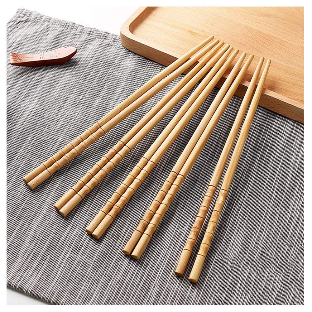 Marble Mortar and Pestle Set 10-Pairs Reusable Bamboo Chopsticks Set, Travel Chopsticks with Case Reusable Chinese Korean Japanese Bamboo Portable Chopsticks Utensil Dishwasher Safe