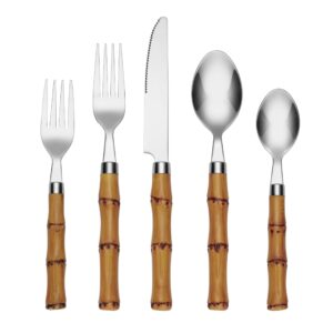 Bamboo Plastic 20 Piece Flatware Set