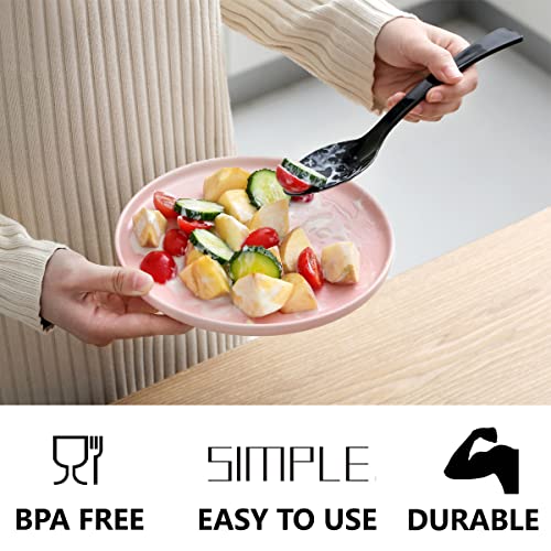 9 Inch Plastic Spoons, Disposable, 60 Count, Heat Resistant, Heavy Duty Bulk Serving Utensils Set, Food Safe Material, BPA Free, Black