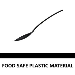 9 Inch Plastic Spoons, Disposable, 60 Count, Heat Resistant, Heavy Duty Bulk Serving Utensils Set, Food Safe Material, BPA Free, Black