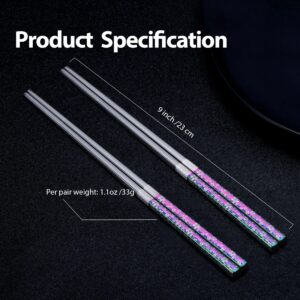 Hagary Cherry Blossom Rainbow Chopsticks Metal Chopsticks Reusable Designed In Korea Japanese Style Stainless Steel 316 18/10 Non-Slip Dishwasher Safe (2 Pairs)