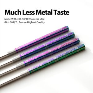 Hagary Cherry Blossom Rainbow Chopsticks Metal Chopsticks Reusable Designed In Korea Japanese Style Stainless Steel 316 18/10 Non-Slip Dishwasher Safe (2 Pairs)