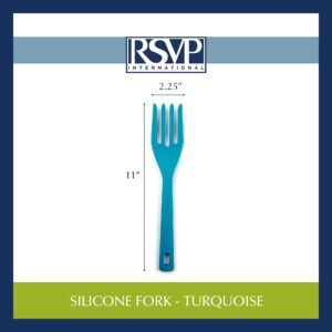 RSVP International Silicone Flexible Fork, Turquoise, 11" | Mixes Ingredients, Mashes Food, Whisks Eggs, & More | Dishwasher Safe & Heat Resistant | Baking, Serving, Mixing Made Easy