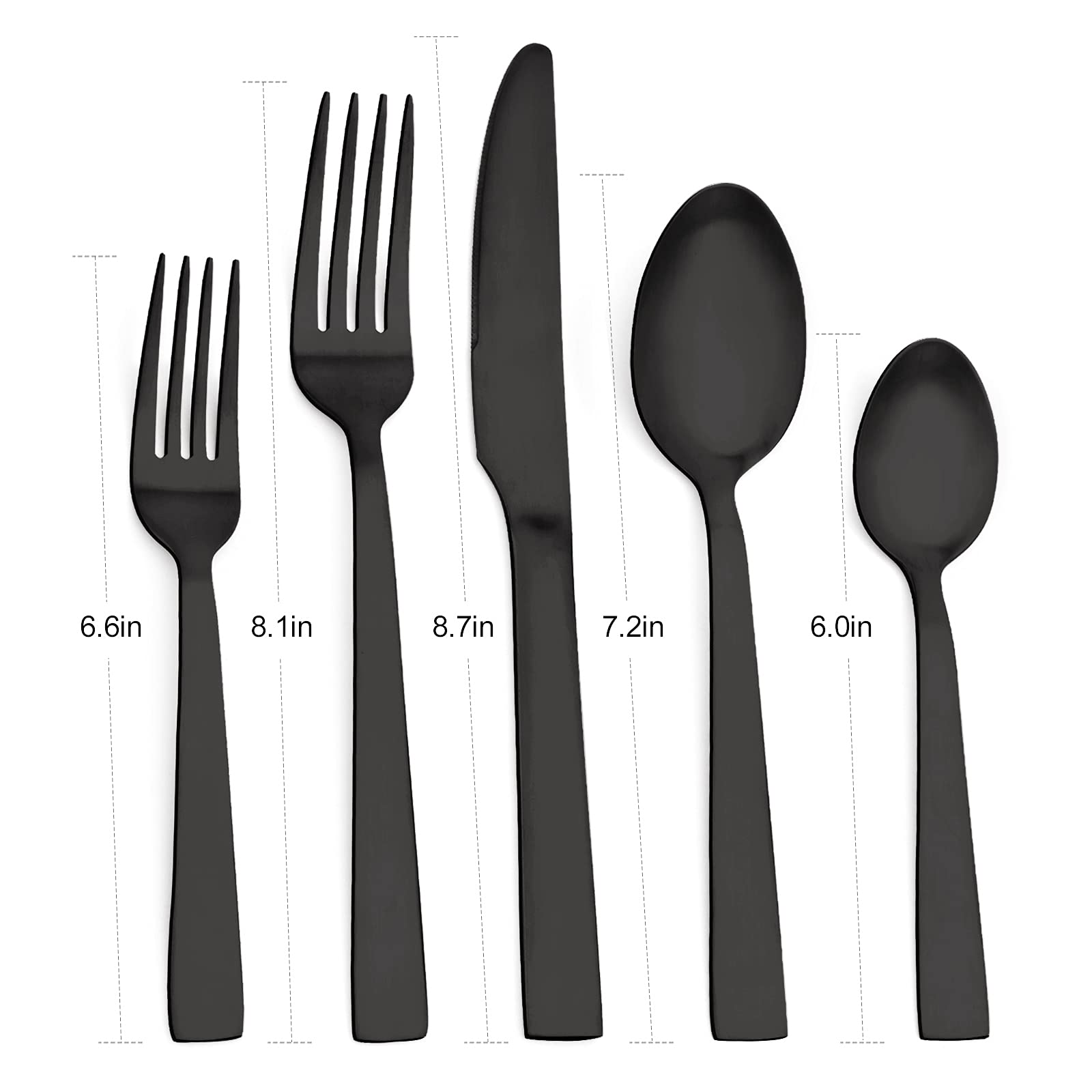 O.C.E. Matte Black Silverware Set, Stainless Steel Flatware Set, 20 Piece Tableware Cutlery Sets for Home Kitchen Restaurant, Service for 4, Dishwasher Safe