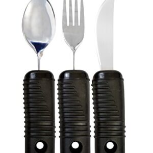 3 Piece Super Easy Grip Flatware Set - Bendable Built Up Utensils - Fork, Knife, and Spoon (Standard)