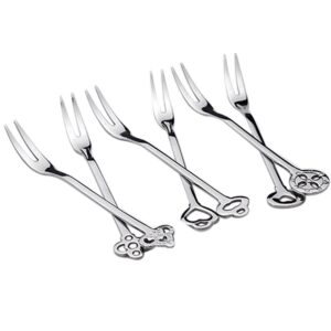 6 Pack Fruit Forks Stainless Steel Pickle Forks, 4.84 Inch Small Cocktail Forks for Olive Appetizer Dessert Seafood, Gifts for Women in Her Birthday Anniversary Valentines Mother’s Day