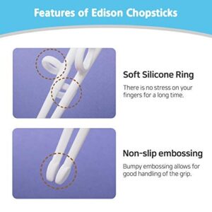 Edison Friends Rabbit White Chopsticks, Training Chopsticks, Learning, Beginner, Brain Training, Practice, Korean Food, Japanese Sushi, 1 Step to Learn Chopstick, Right Handed - Made in Korea