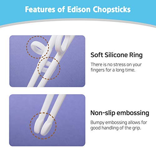 Edison Friends Rabbit White Chopsticks, Training Chopsticks, Learning, Beginner, Brain Training, Practice, Korean Food, Japanese Sushi, 1 Step to Learn Chopstick, Right Handed - Made in Korea