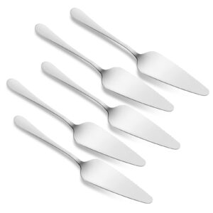 sansheng 5 pack stainless steel cake server, stainless steel pie machine cake rack handle scraper slot pizza machine cutting knife professional shovel server