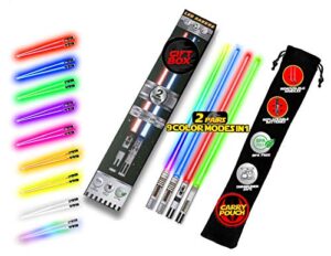 lightsaber chopsticks light up star wars led glowing light saber chop sticks reusable sushi lightup sabers removable handle dishwasher safe 8 color modes 2 pairs