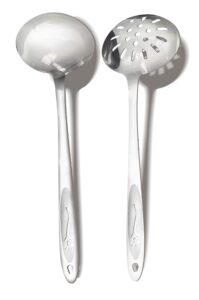 kiseer soup ladle, stainless steel sauce ladle for home kitchen or restaurant, 11 inch, set of 2 - ladle/strainer ladle