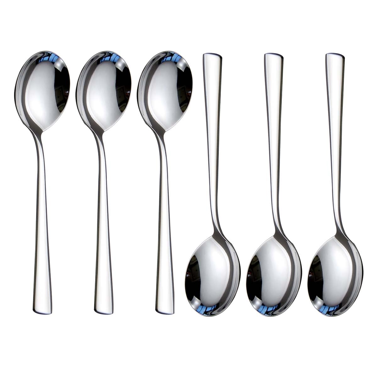 dearithe Soup Spoons, 6 pieces Stainless Steel Round Spoons Dinner Spoons, 6.65-Inch Silver