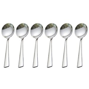 dearithe Soup Spoons, 6 pieces Stainless Steel Round Spoons Dinner Spoons, 6.65-Inch Silver