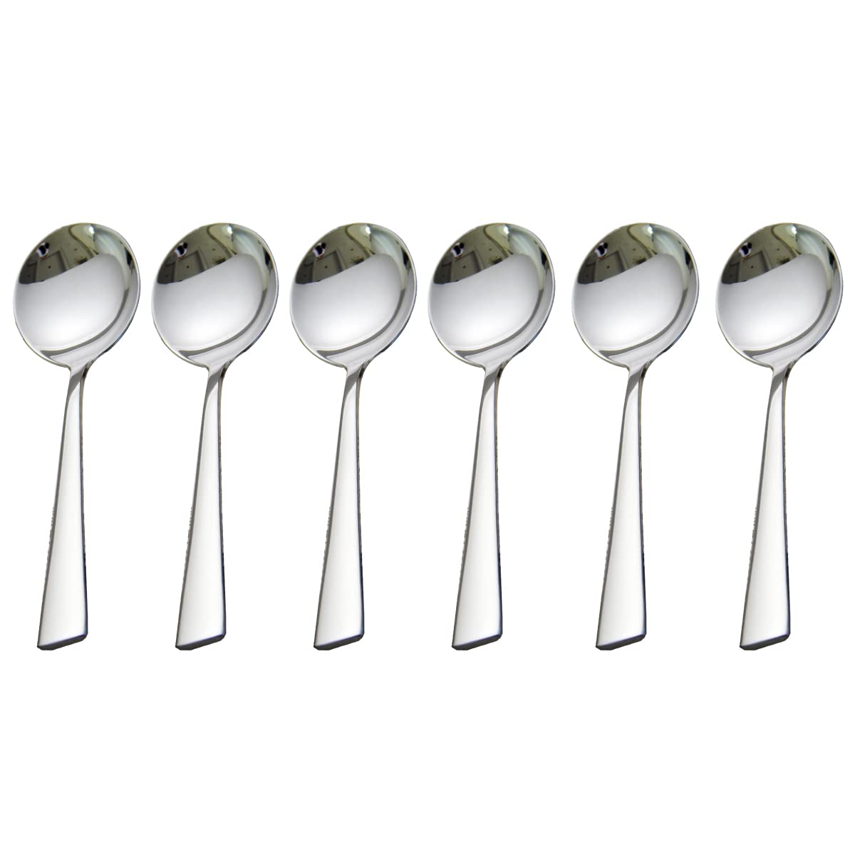 dearithe Soup Spoons, 6 pieces Stainless Steel Round Spoons Dinner Spoons, 6.65-Inch Silver