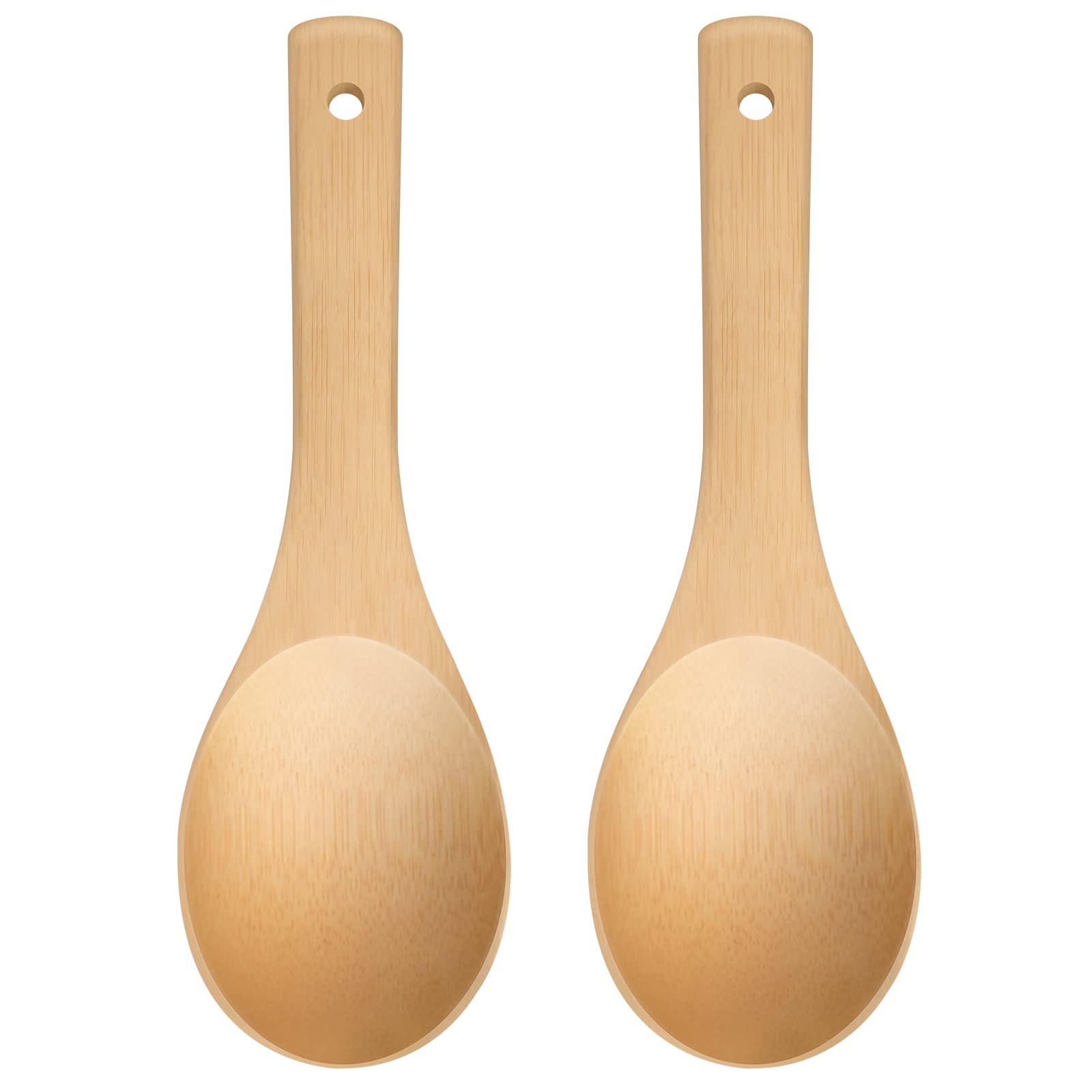 LorisArm Bamboo Rice paddle 2pcs Wooden Spoons for Serving Utensil, Wood rice scooper spoon Kitchen Utensil Set.