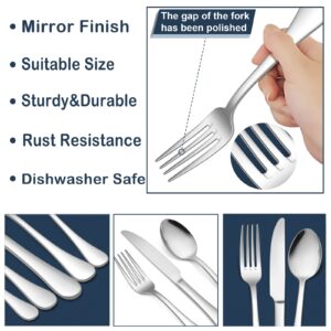 HaWare Silverware Set, 40-Piece 18/10 Stainless Steel Flatware Set Service for 8, Luxury Cutlery Set with Ultra Sharp Serrated Knife, Modern Eating Utensil Include Knife Fork Spoon, Dishwasher Safe