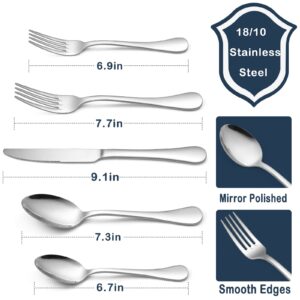 HaWare Silverware Set, 40-Piece 18/10 Stainless Steel Flatware Set Service for 8, Luxury Cutlery Set with Ultra Sharp Serrated Knife, Modern Eating Utensil Include Knife Fork Spoon, Dishwasher Safe