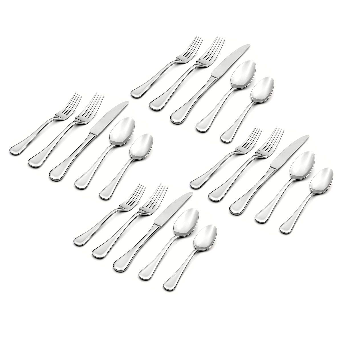 Oneida Virage 20 Piece Everyday Flatware Set, Service for 4, 18/0 Stainless Steel, silverware set