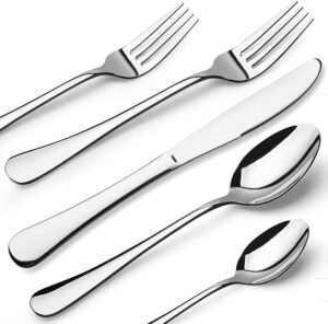 nice kitchen silverware set, reusable stainless steel flatware cutlery sets, heavy forks and spoons silverware utensils for 8,40-piece