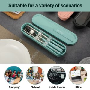 INKULEER Travel cutlery set, 18/8 stainless steel cutlery, Reusable utensils set with case, Portable Silverware Lunch Box for Camping and Office