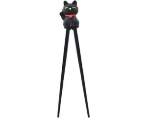 happy sales hstc-lkcblk, training chopsticks for beginners right or left handed, black cat