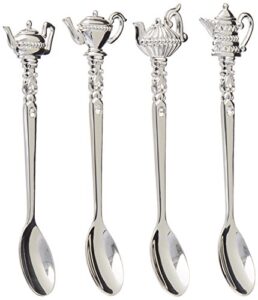 elegance silver 87625 silver plated teapot tea spoon with crystal (pack of 4)