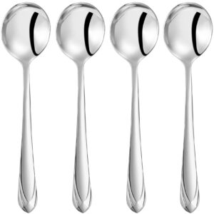 keawell premium elena spoon, 4-piece spoon set, 18/10 stainless steel, mirror polished, dishwasher safe (7.5" soup spoon)