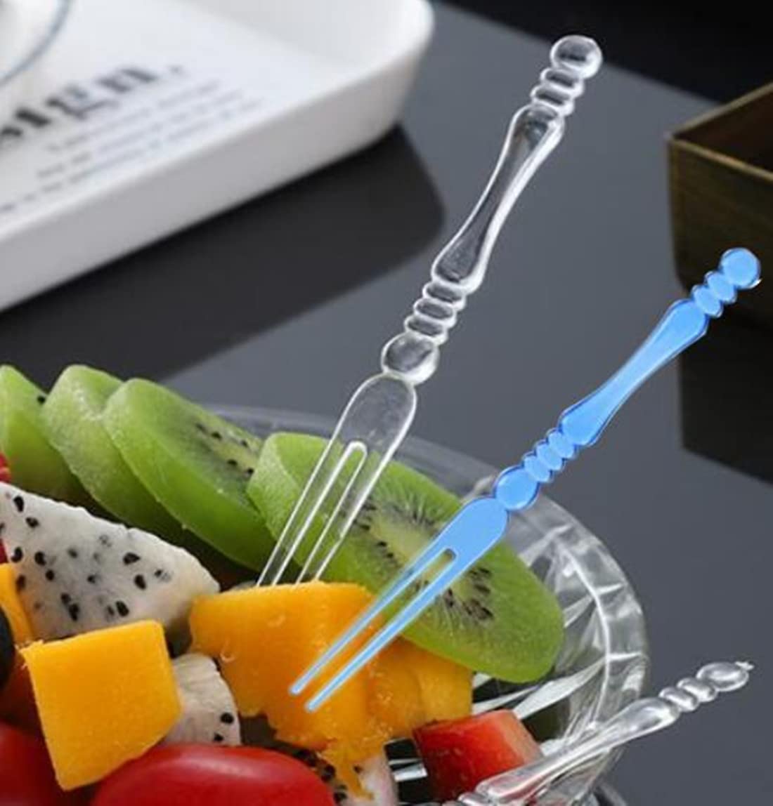 400PCS Disposable Plastic Cocktail Picks Fruit Forks, Mini Cake Forks Sticks Party Supplies, Tasting Appetizer Plates Picks Dessert Forks (Multicolor)