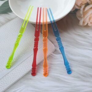 400PCS Disposable Plastic Cocktail Picks Fruit Forks, Mini Cake Forks Sticks Party Supplies, Tasting Appetizer Plates Picks Dessert Forks (Multicolor)