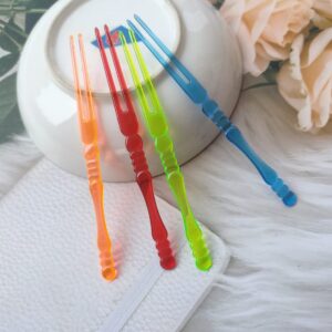 400PCS Disposable Plastic Cocktail Picks Fruit Forks, Mini Cake Forks Sticks Party Supplies, Tasting Appetizer Plates Picks Dessert Forks (Multicolor)