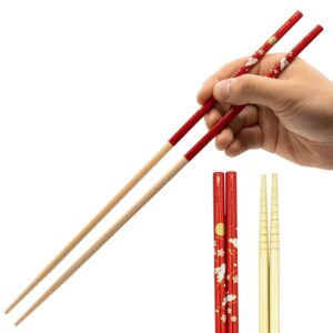 tanaka hashi cooking chopsticks long japanese - made in japan,bamboo wood saibashi cooking chopsticks - 13in - red,13x0.31