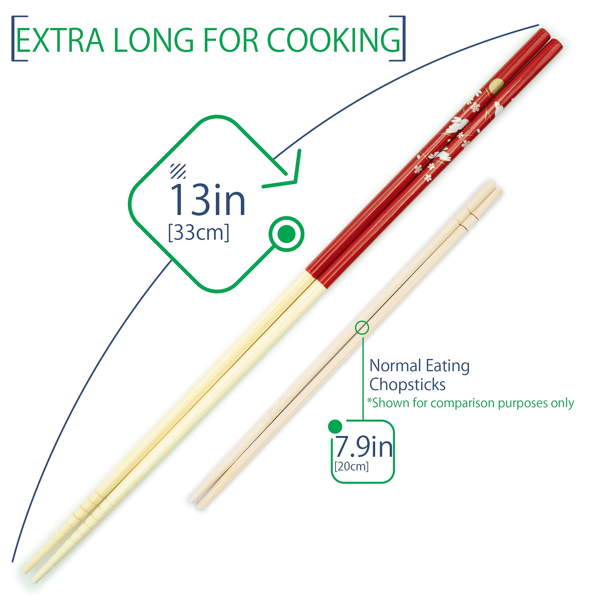 Tanaka Hashi Cooking Chopsticks Long Japanese - Made in Japan,Bamboo Wood Saibashi Cooking Chopsticks - 13in - Red,13x0.31